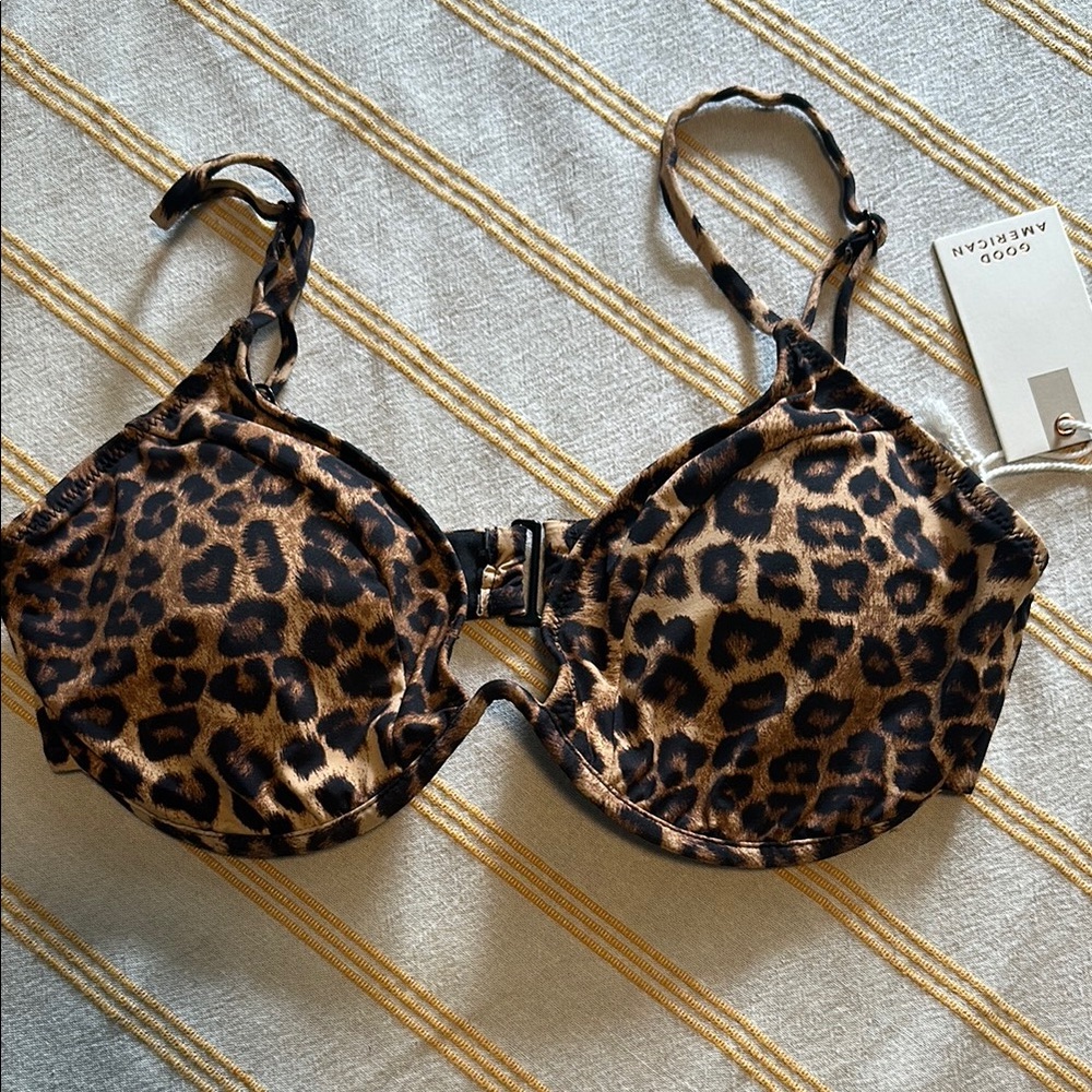 Good American Brown Leopard Print Bikini with Adjustable Straps